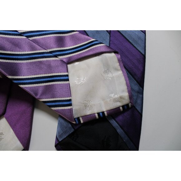 Lot of 3 Ties Brooks Brothers Silk & Blue Stripe Styles Purple Patterned Necktie - Picture 8 of 8